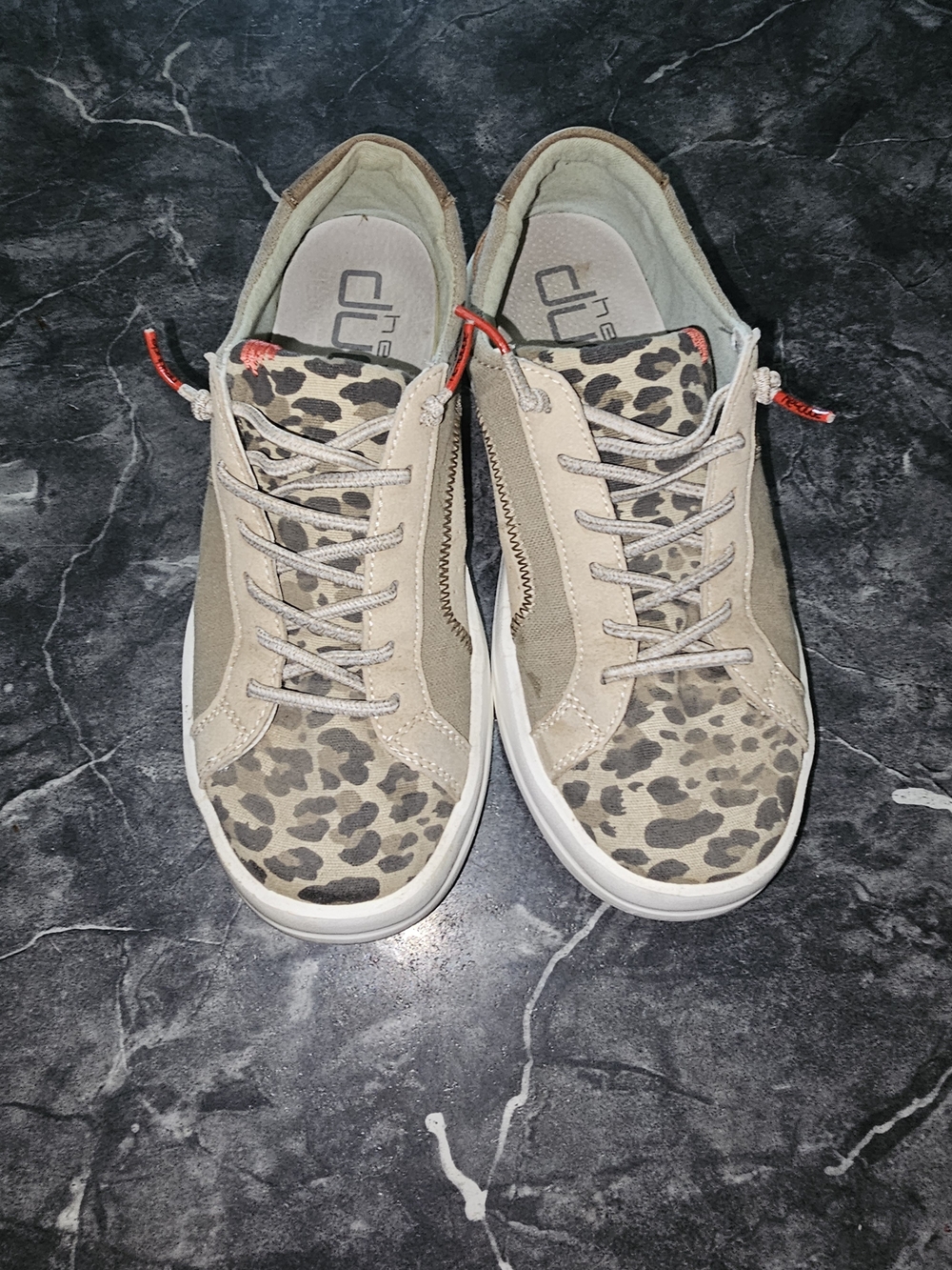 Leopard Print Lace-Up Women's Casual Sneakers - Neutral Tan